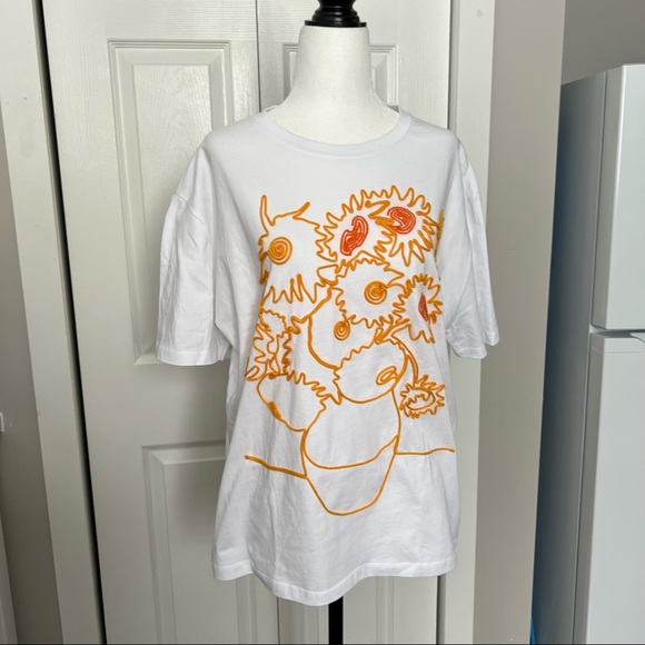 Zara Tops - Sunflowers Embroidered T-Shirt